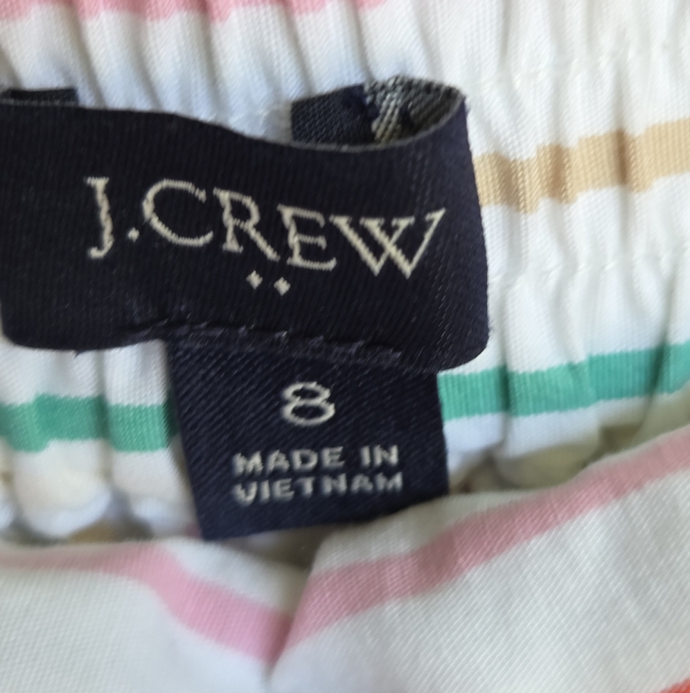J. Crew Striped Tie Waist Shorts Multicolor Stripe Size-8 - Picture 8 of 8